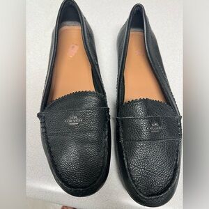 Coach Odette Black Pebbled soft Leather Loafers
